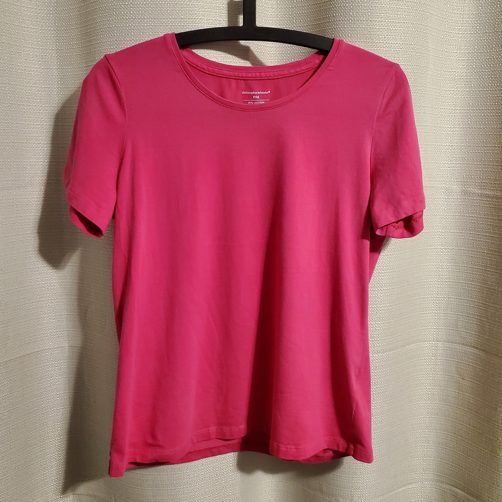 (4/$20) Christopher & Banks Women's Pink Short Sleeve Tee